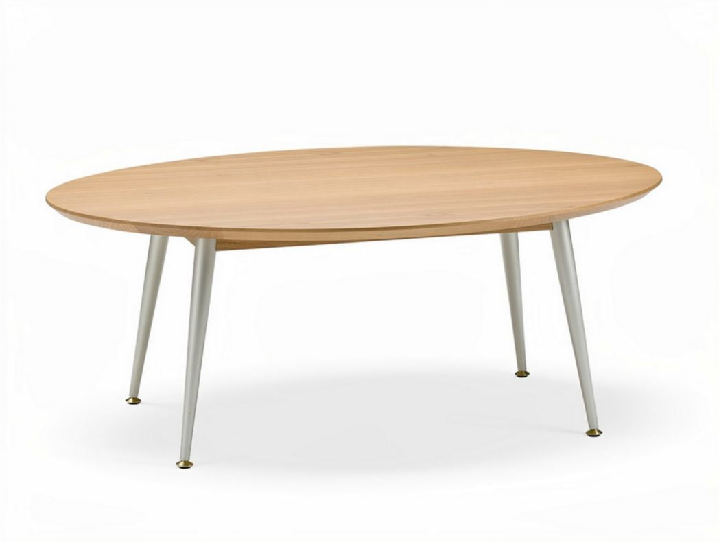Oval wooden dining table with metal legs 180 x 90 x 75cm Natural finish