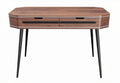 Wooden writing desk with two drawers and black metal legs 120 x 60 x 75cm