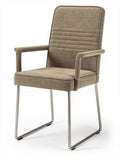 Upholstered dining chair with metal legs in brown fabric 45 x 55 x 90cm