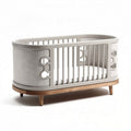 Wooden and fabric baby crib for infants measuring 100 x 60 x 80cm