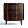 Wooden chest of drawers with three compartments and metal legs 60 x 40 x 80cm