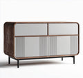 Wooden sideboard with mirrored front and metal legs 120 x 45 x 75cm