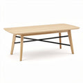 Wooden coffee table with oval top and black metal legs 120 x 75 x 40cm