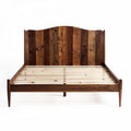 Wooden platform bed with slatted base and curved headboard 200 x 160 x 100cm