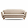 Boucle fabric sofa in beige with wooden legs measures 200 x 85 x 80cm