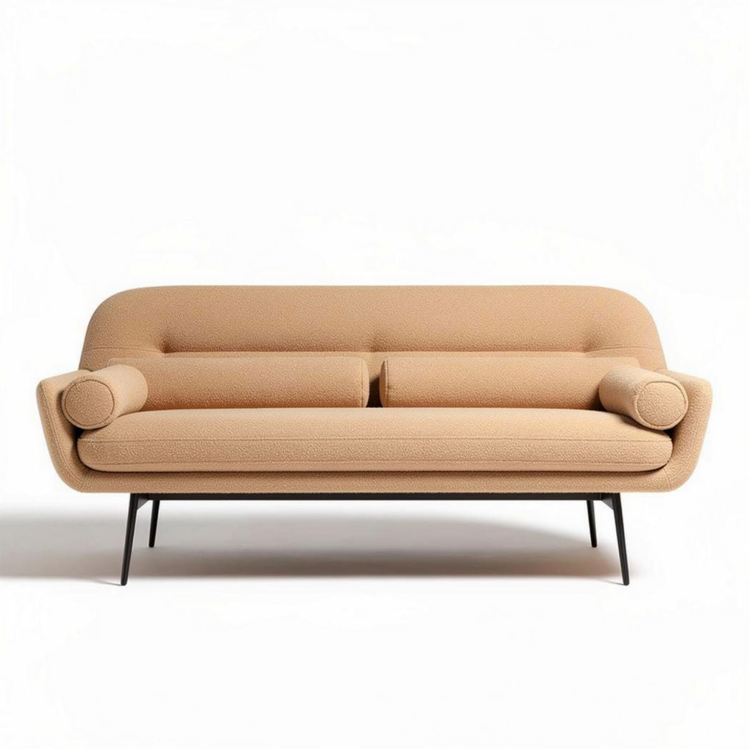 Contemporary minimalist sofa with fabric upholstery and black metal legs 180 x 80 x 70cm