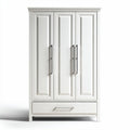 White wooden wardrobe with three doors and one drawer 120 x 60 x 180cm