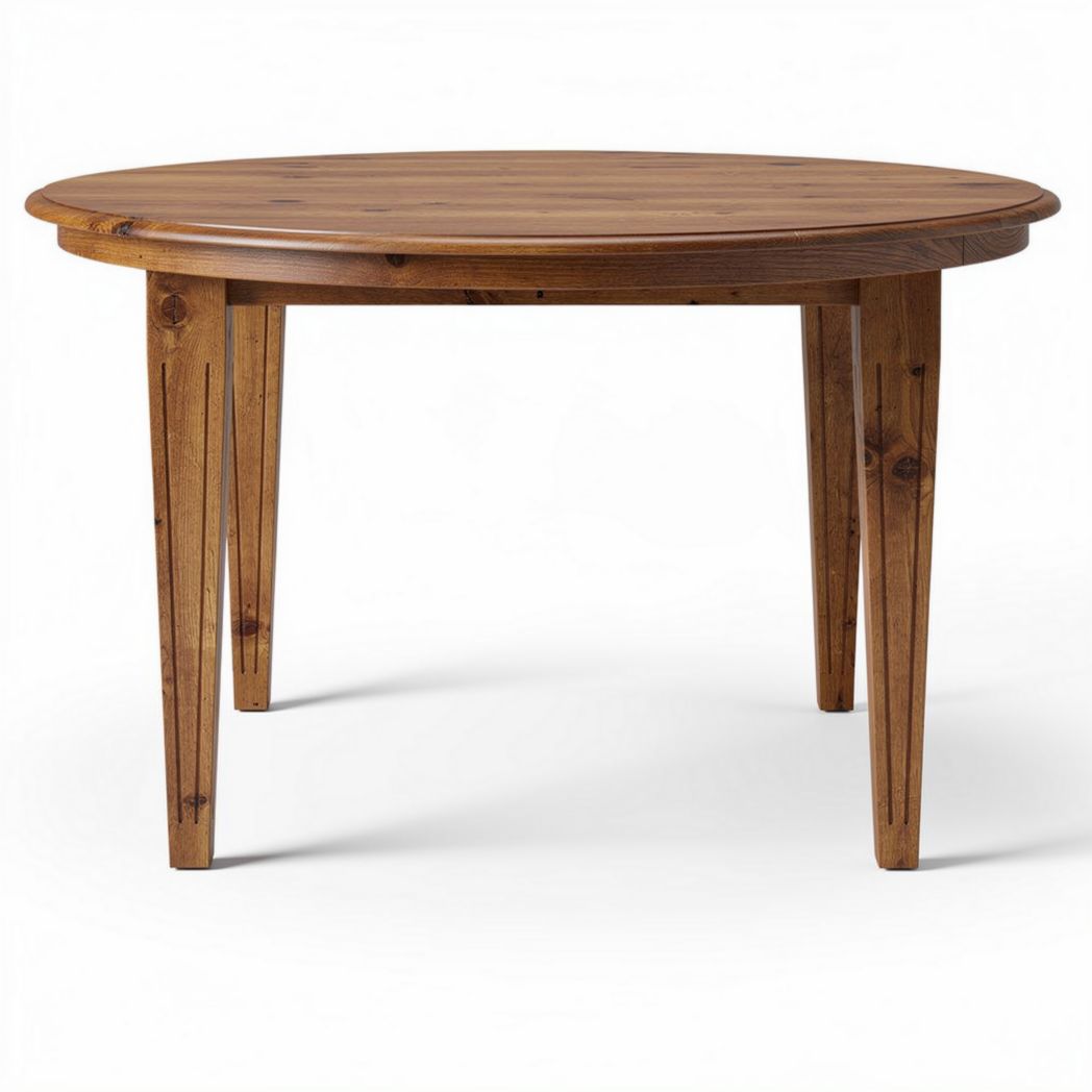 Round wooden dining table 120 x 120 x 75cm for indoor use in rustic finish