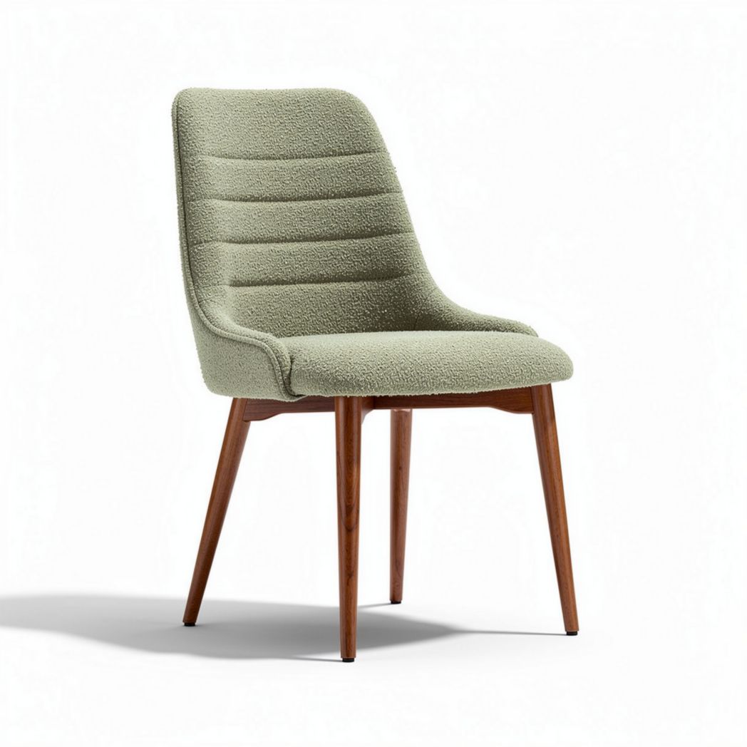Upholstered dining chair in light green with wooden legs 45 x 50 x 85cm
