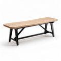 Wooden bench with black frame and natural finish 120 x 40 x 45cm